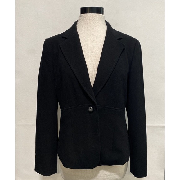 Emma James Jackets & Blazers - Emma James Women's 10 Black Button Crepe Texture Blazer Career Slit Sleeves